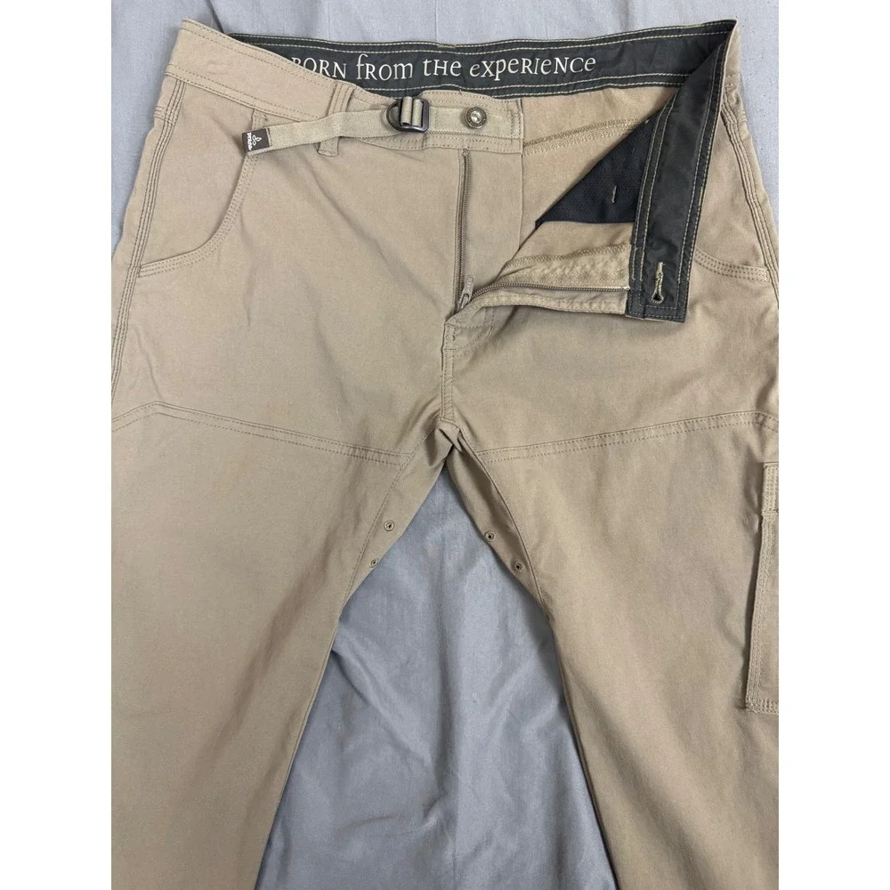 Prana Stretch Zion Straight Pants Mens 35x31 Light Brown Khaki Hiking Outdoor